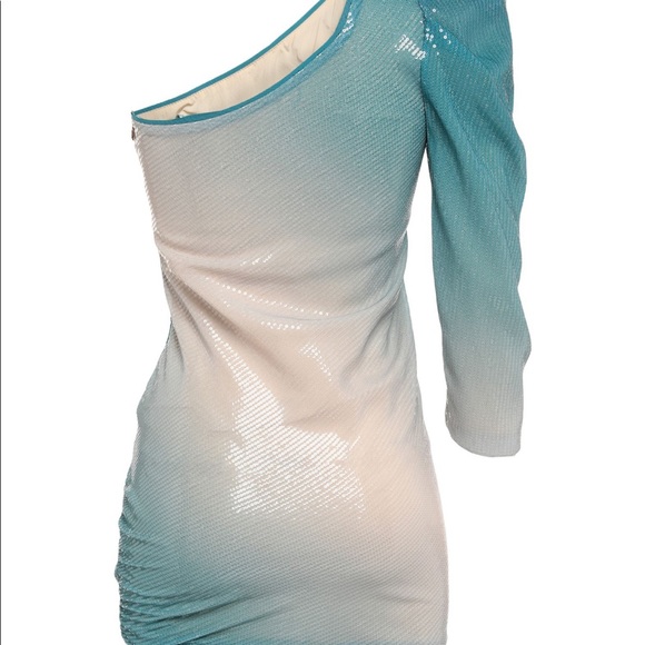 PATRIZIA PEPE BLUE OMBRE 1 SHOULDER DRESS sz 8 - Picture 2 of 4